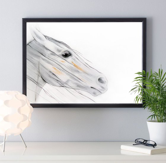 White Beauty - Abstract horse painting - Modern Style - Gift for horse lover - Equine art - Horse wall decor