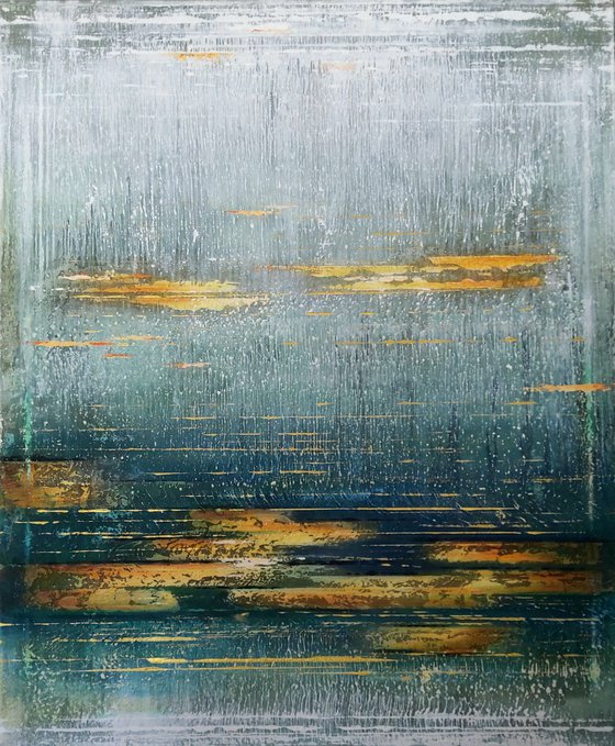 Blind rain. 36 x 30 inches. Large abstract painting.