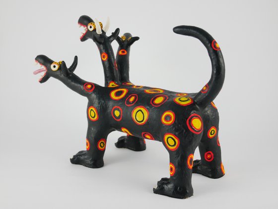 Black Cerberus with Colored Circles