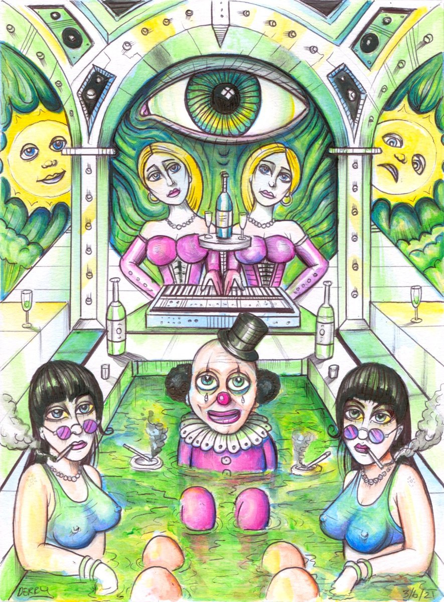 Surrealistic Portrait Drawing By Spencer John Derry, 8 X 11", Good Day Bad Day, Original Artwork