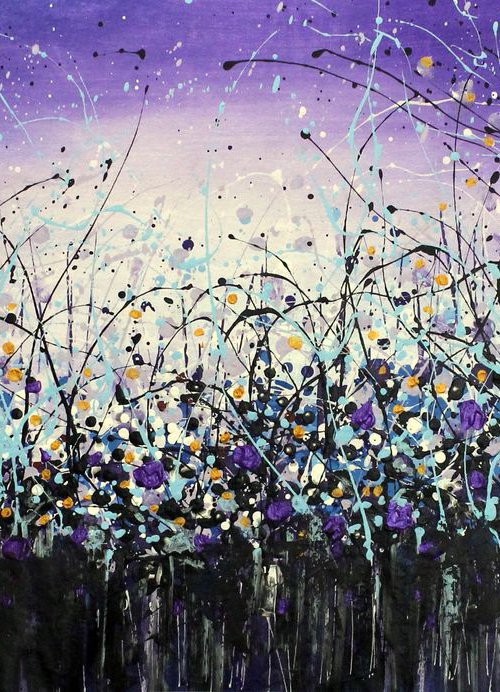 Star Rise #5 - Large original abstract floral painting by Cecilia Frigati