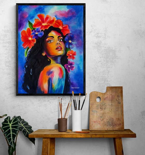 She Blooms in Starlight - Woman Portrait