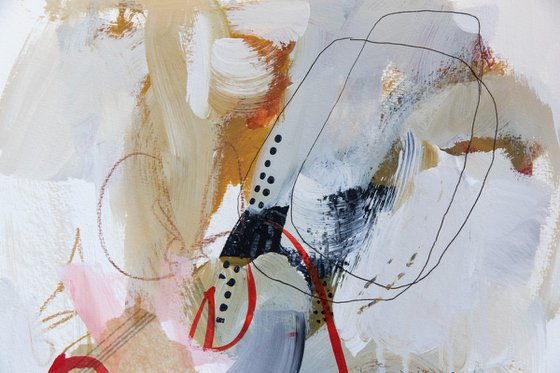 Cupidon est passé par ici - Original abstract painting on paper - One of a kind