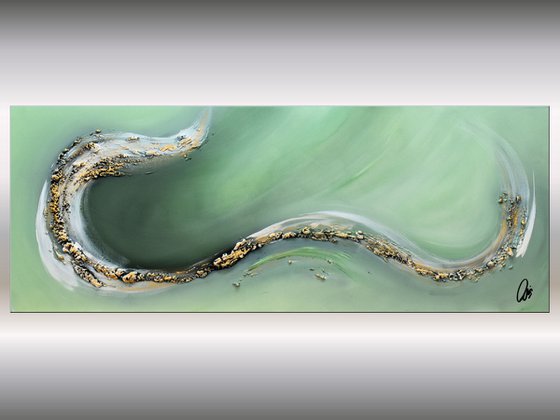 Green Wave - Abstract- Painting- Acrylic Canvas Art - Wall Art - Large Painting - Green Art - Modern Art