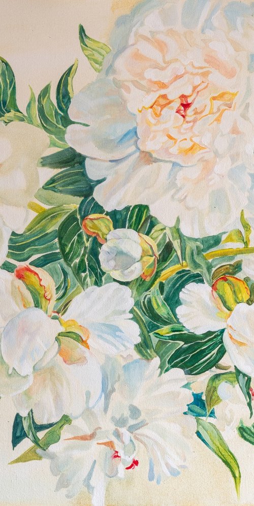 Grandmother's Peonies by Alona Lesnichenko