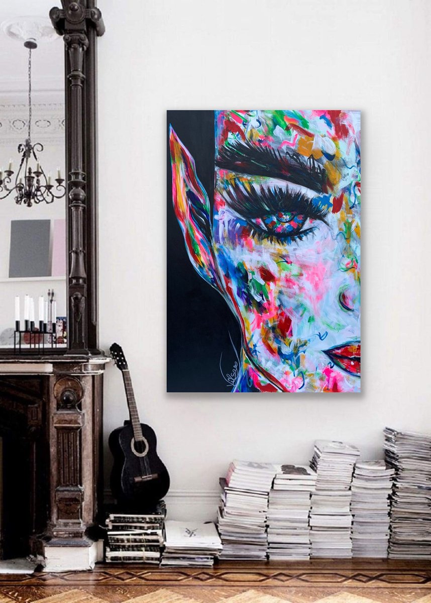 Organic Abstract Acrylic Painting By Veronica Vilsan, 31 X 45", Maya, Original Artwork