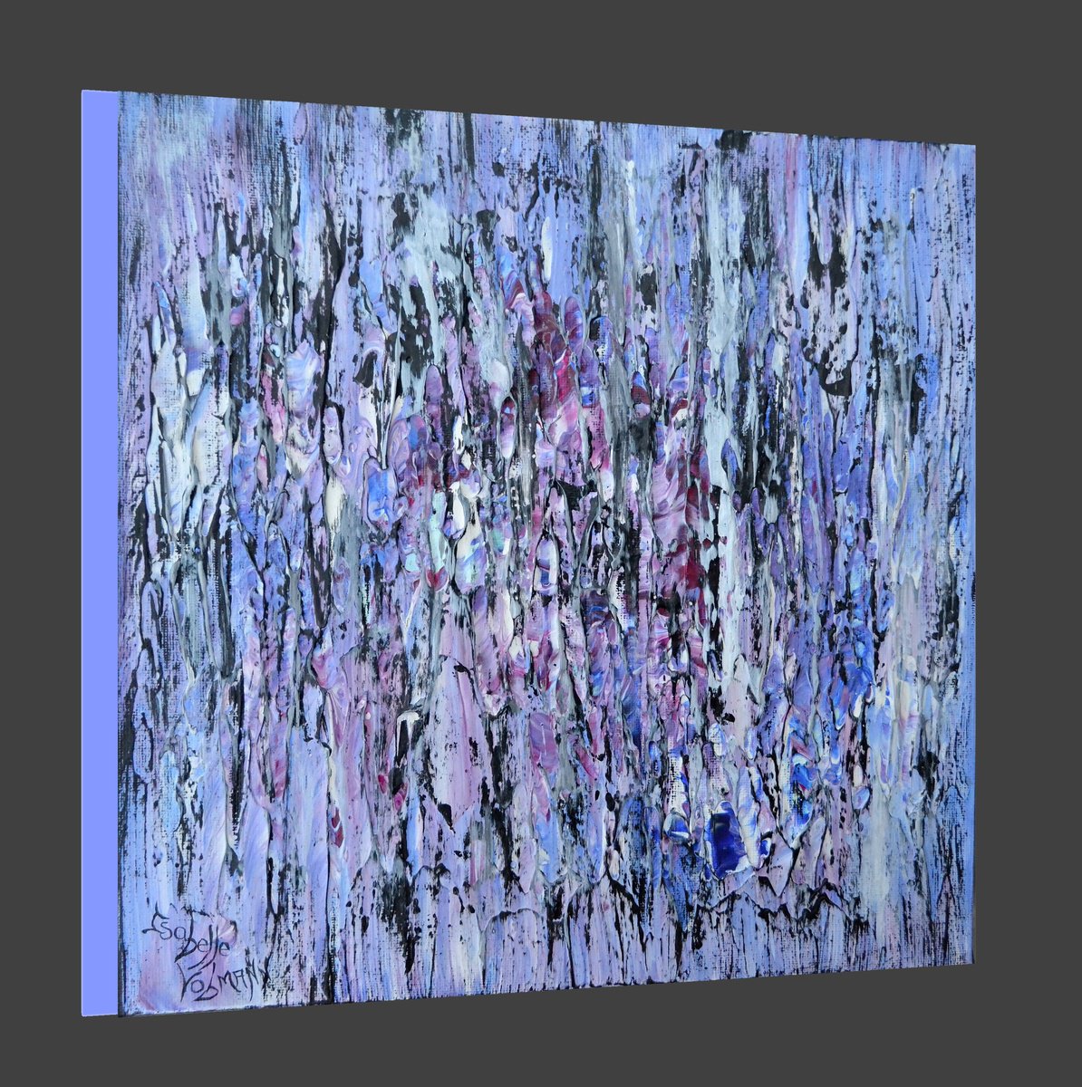 Abstract Acrylic Painting By Isabelle Vobmann, 12 X 12, Purple Rain, Original Artwork