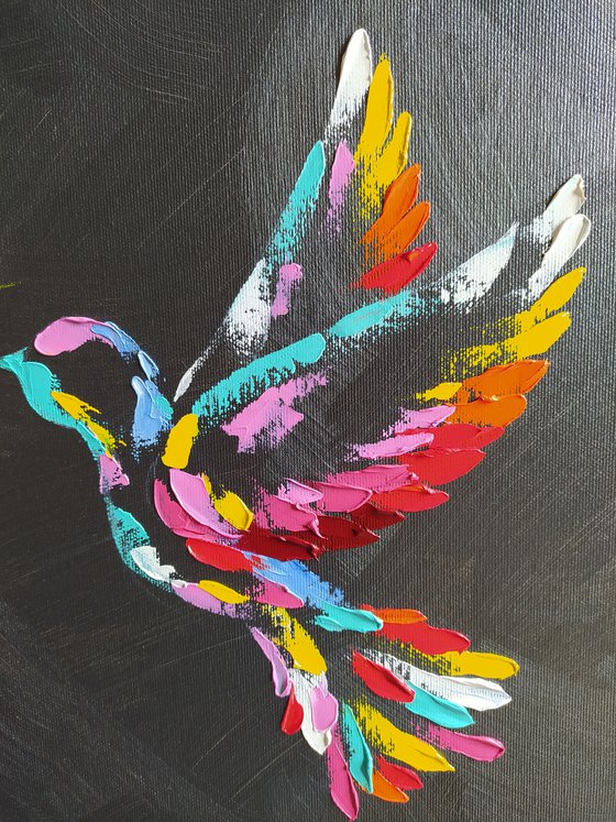 Unspoken feelings -  birds, love, hummingbirds, birds in flight, animals oil painting, art bird, impressionism, gift for lovers, gift for lovers, hummingbirds painting