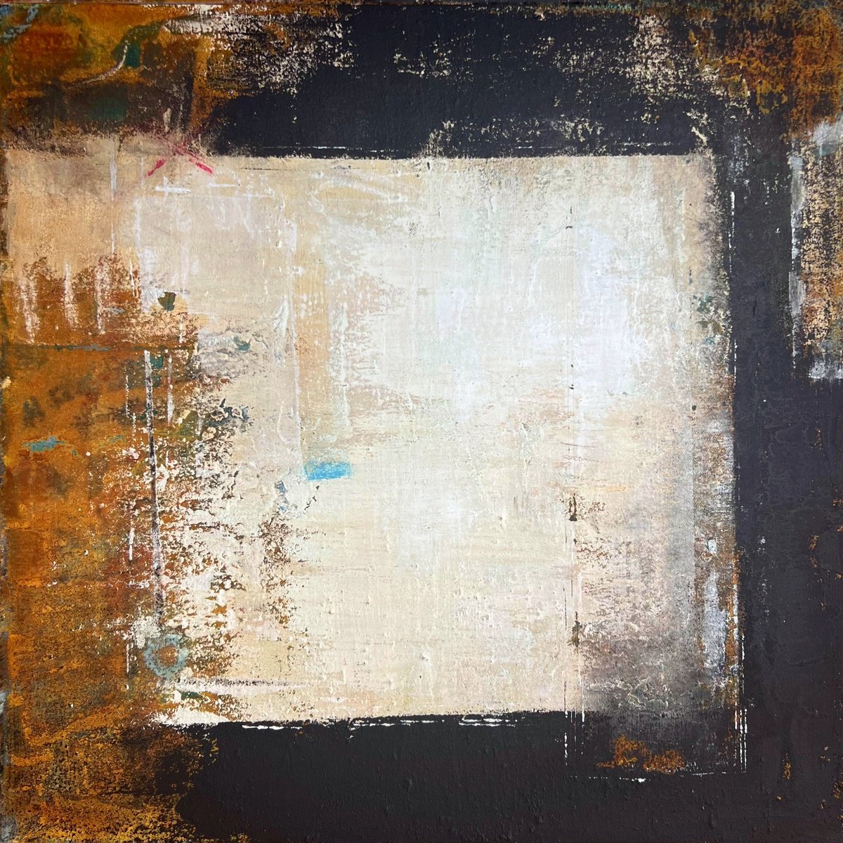 Abstract Painting By Sergio Aranda, 20 X 20", Fragments Of Structure, Original Artwork