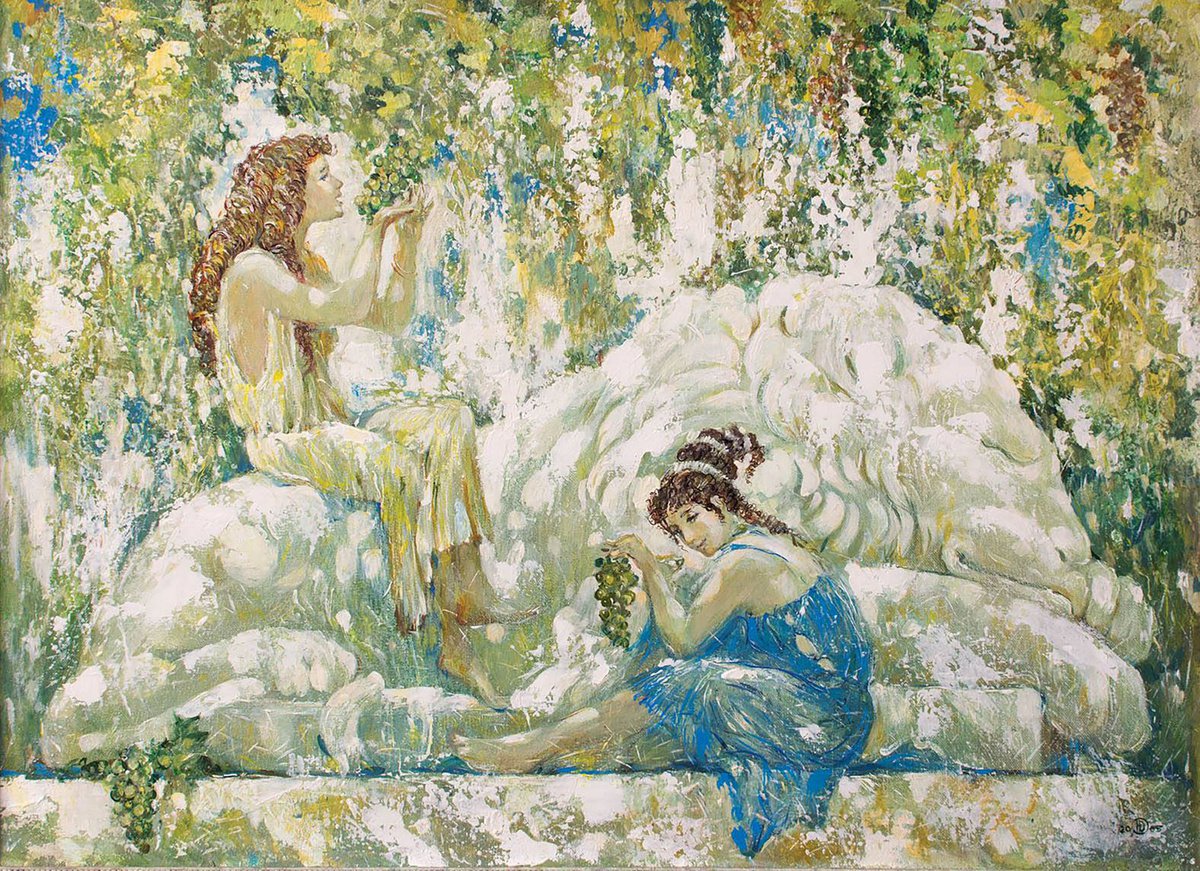 Impressionistic Landscape Oil Painting By Titinin Yurii, 28 X 20", Raisins, Original Artwork