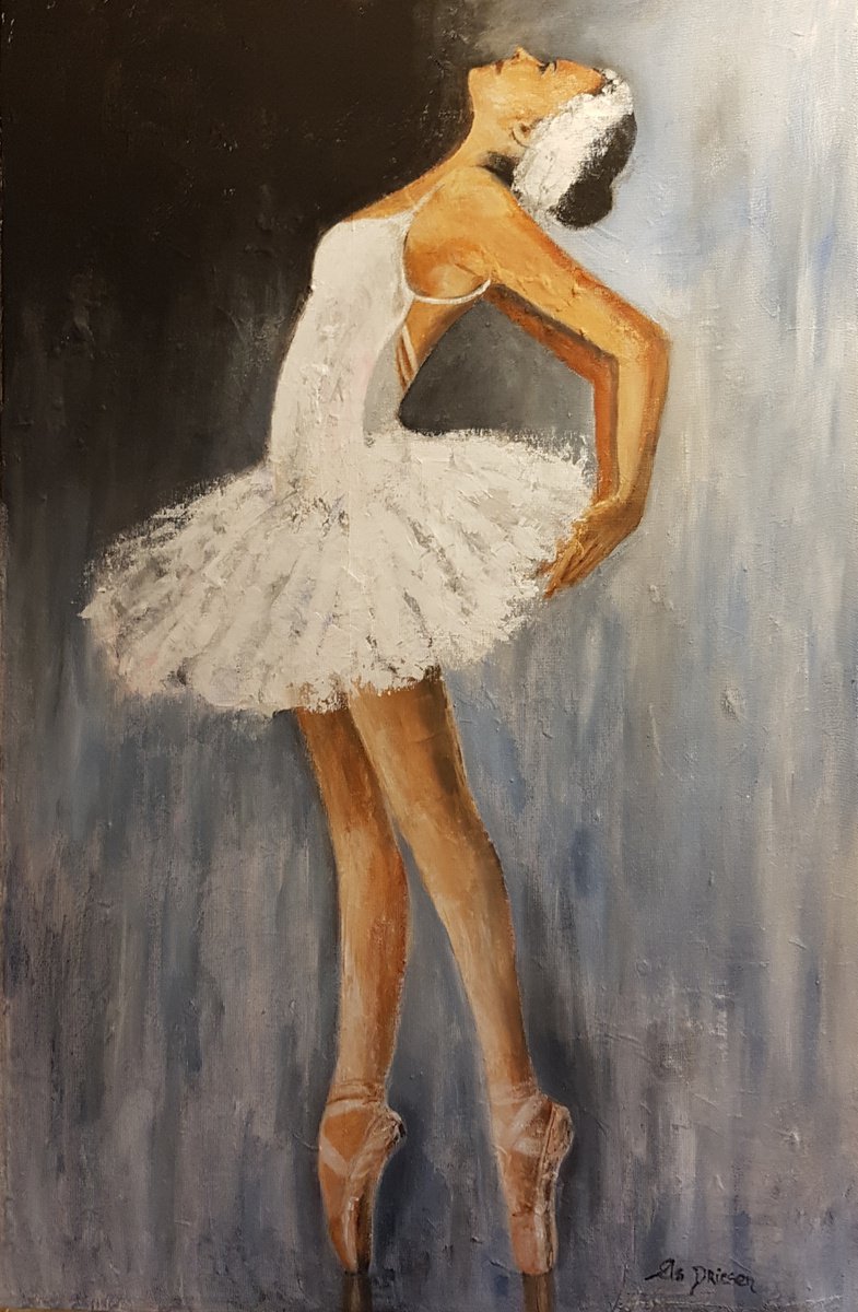 Impressionistic Portrait Acrylic Painting By Els Driesen, 30 X 45, Swanlake, Original Artwork