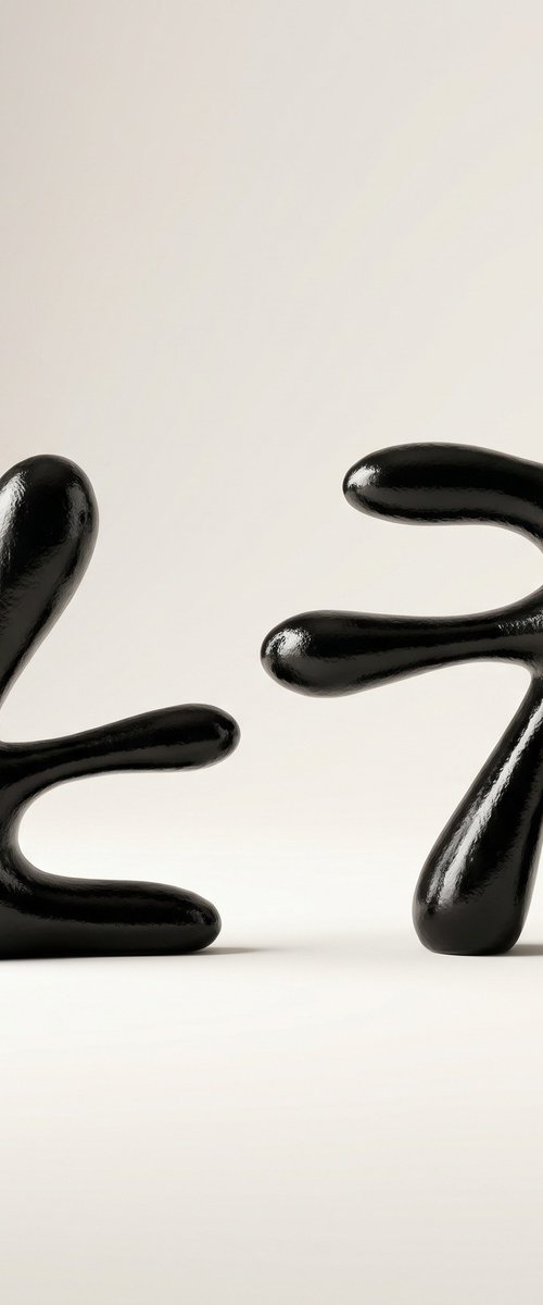 Leaf Book End Sculptures - Glossy Black by Shadia Sabagh