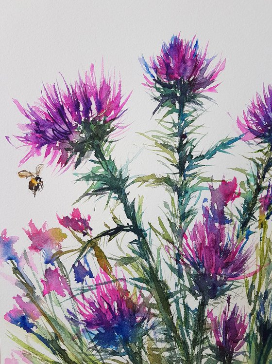 Thistles and bumble bees