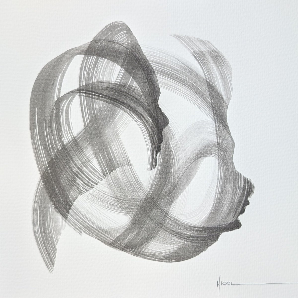 Expressive Ink Drawing , Quiet Orbit By Nicol Vacaru, 8 X 8, Artwork For Sale On Artfinder