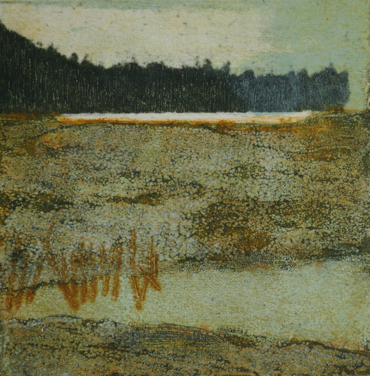 Impressionistic Landscape Limited Edition Print By Sue Roe, 9 X 9", Salt Marsh, Original Artwork