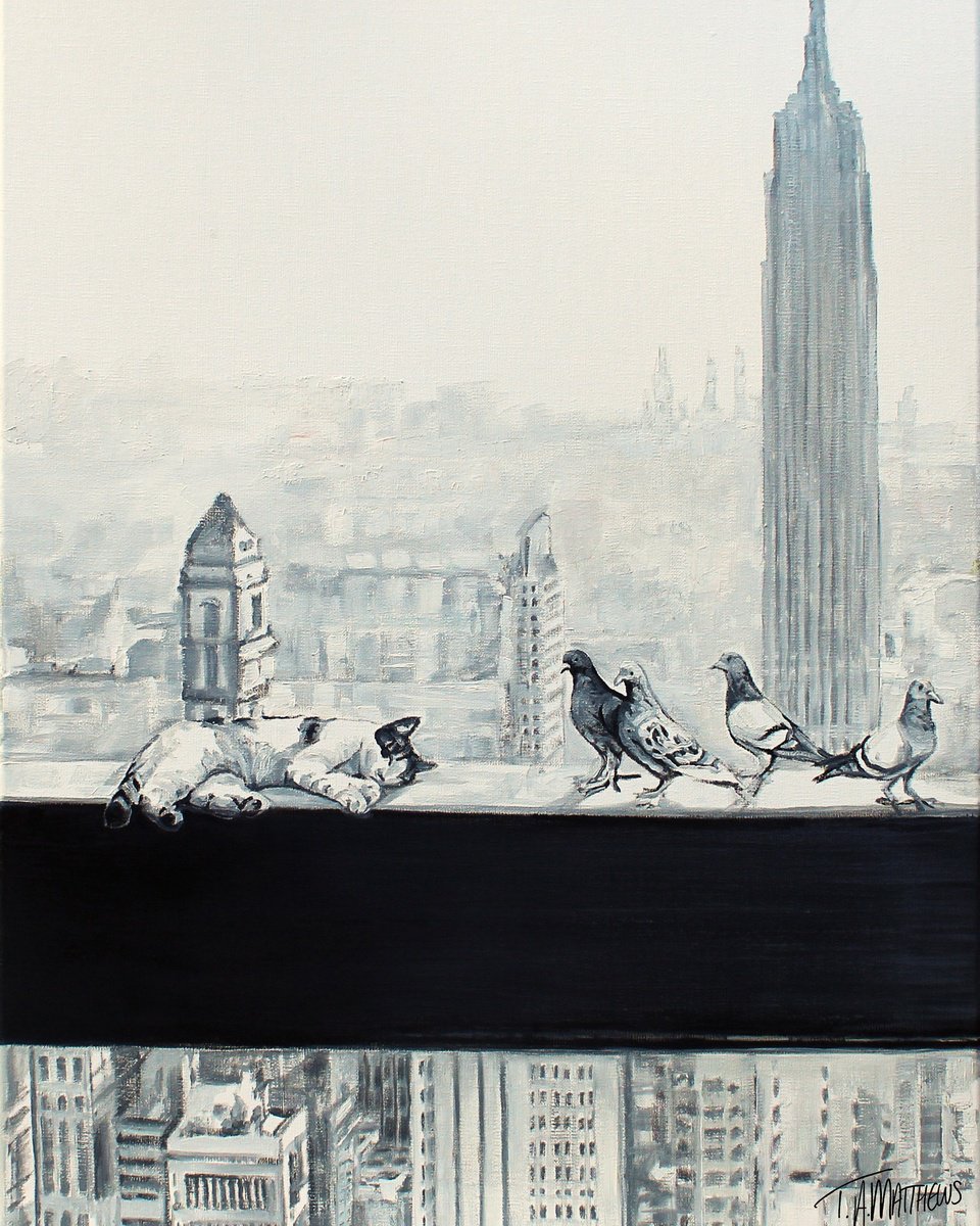 Impressionistic Animal Oil Painting By Timothy Adam Matthews, 16 X 22", City Kitty No.4, Original Artwork