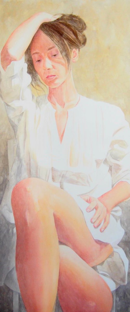 Self-portrait wearing a kaftan (front view) by Natalia Salinas Mariscal