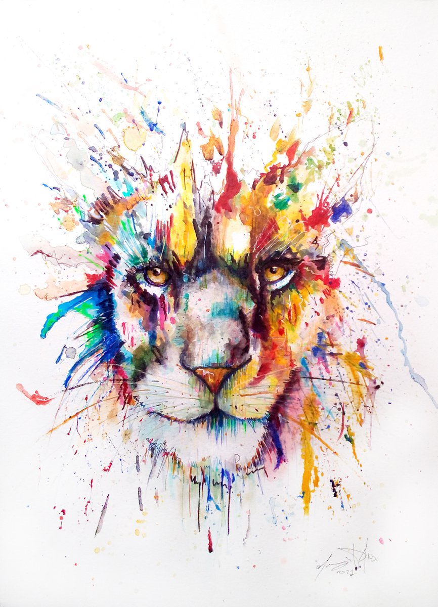 Urban And Pop Animal Acrylic Painting By Maurizio Puglisi, 11 X 16", My Africa, Original Artwork