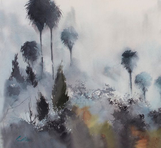 Erased - Fogged Landscape with Palms