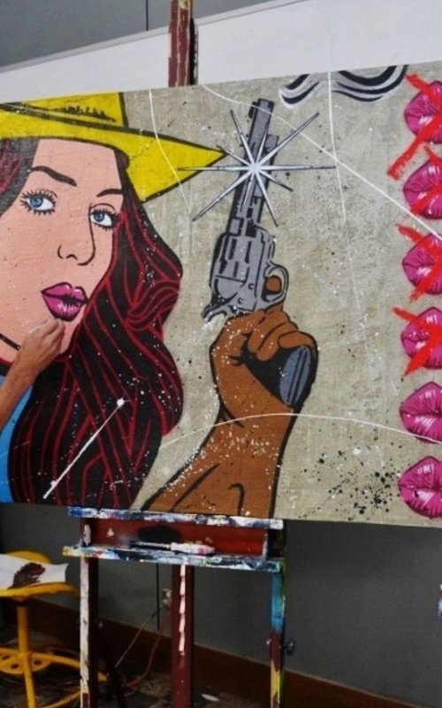 Crack that Whip 160cm x 100cm Huge Texture Urban Pop Art by Franko