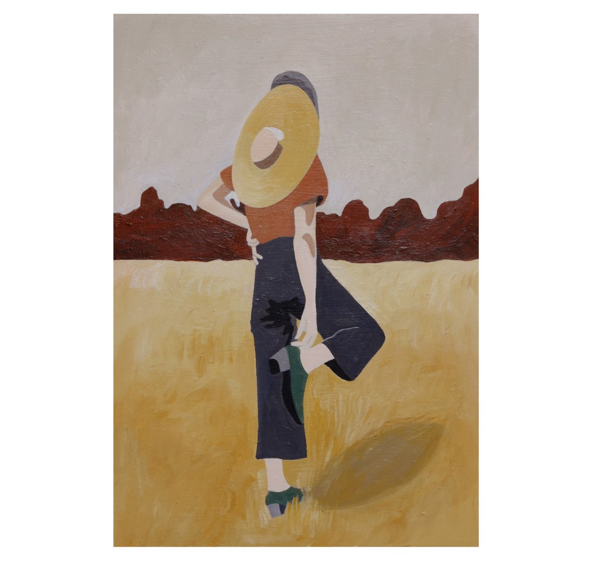 Expressive Landscape Acrylic Painting By Young Park, 9 X 14", Picnic, Original Artwork