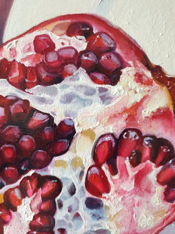 "613"  pomegranate still life  liGHt original painting  GIFT (2021)