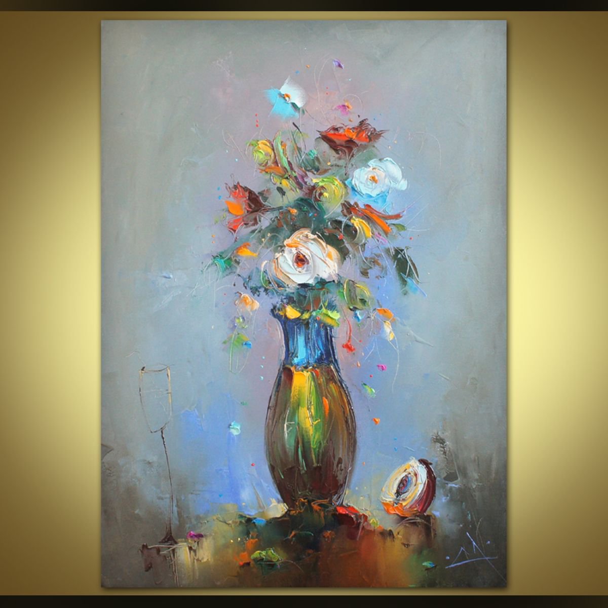 Floral composition 8, Flowers oil painting by Stanislav Lazarov