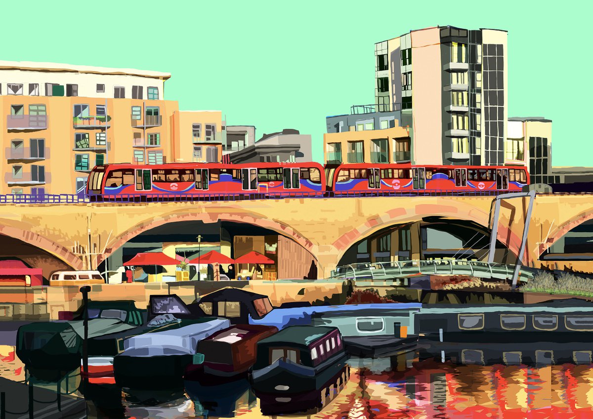 A3 Limehouse Basin, East London Illustration Print by Tomartacus