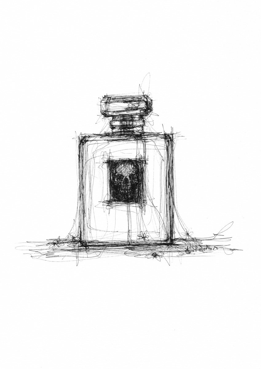 Expressive Abstract Ink Drawing By Doriana Popa, 8 X 12, Poison, Original Artwork