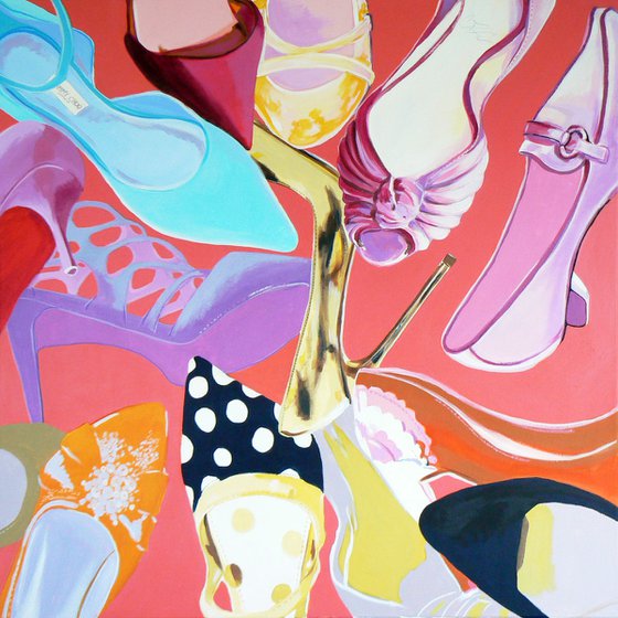 À la recherche du shoe perdu  (In search of the lost shoe)- after Warhol - pop culture, designer label shoes as art for the person who can never have enough shoes!
