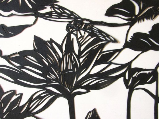dragonfly with waterlily paper cut