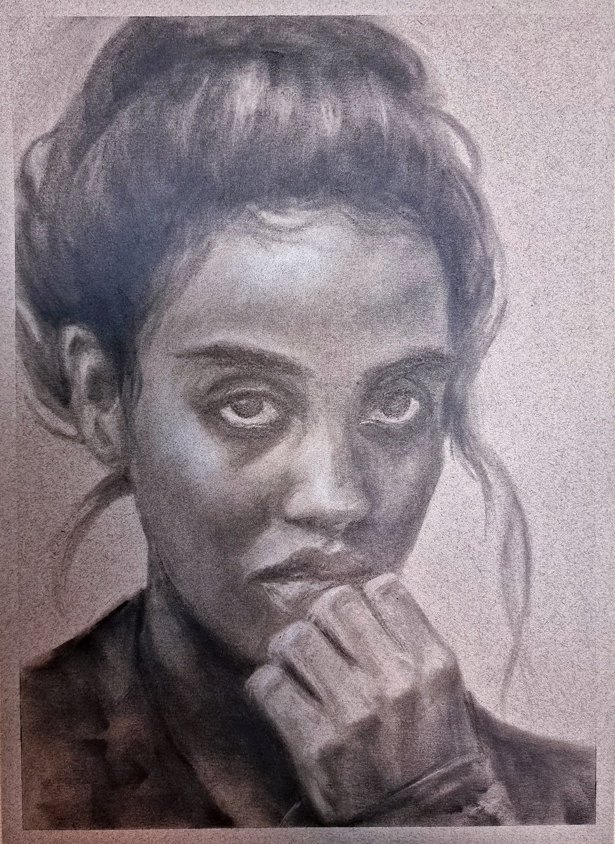 Expressive Portrait Pastel Drawing By Artmoods Tp, 12 X 16, Graphic Interlude 0123-01, Original Artwork