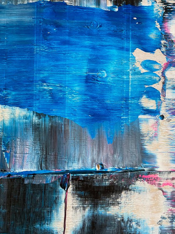 "To Trauma, With Love" - FREE USA SHIPPING - Original PMS Abstract Acrylic Painting On Reclaimed Wood - 48" x 20"