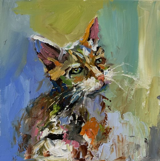 Colorful Cat portrait.