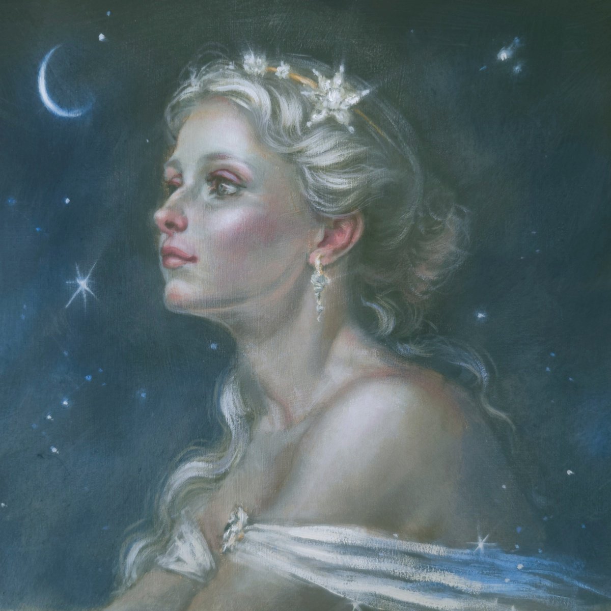 Expressive Oil Painting , Stargazer By Ellisa Hague, 11 X 11, Artwork For Sale On Artfinder