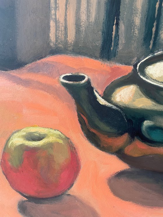 Teapot and apple still life