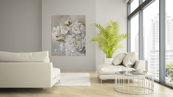 Peonies wall art, Floral Canvas - Peonies Original Art