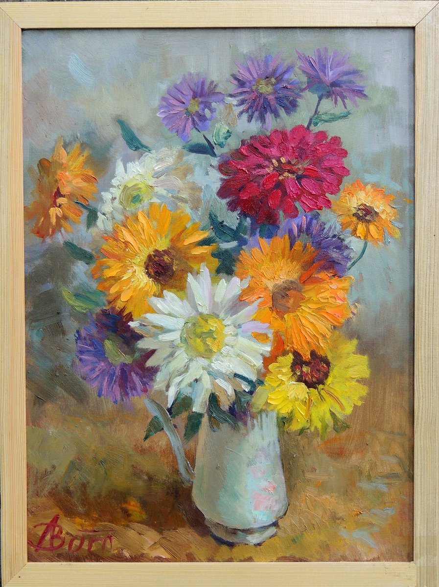 Flowers in a white vase by Andrey Zotov