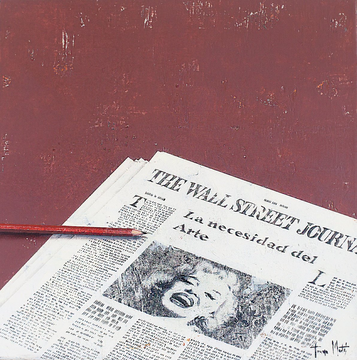 Illustrative Portrait Oil Painting By Tomasa Martin, 14 X 14", Marilyn And The Need For Art, Original Artwork