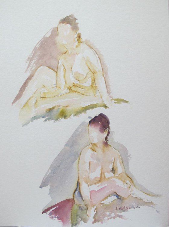 Seated female nudes