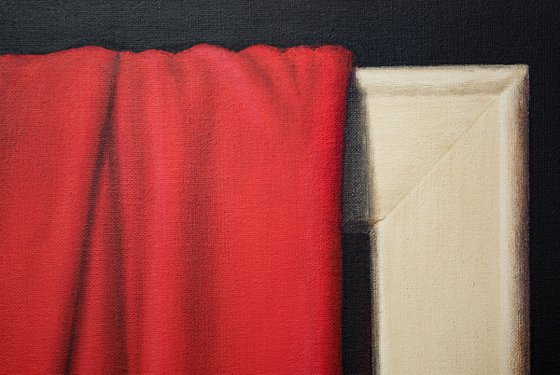 Still life in hyperrealism "Just Red Fabric on a Black Mannequin..."