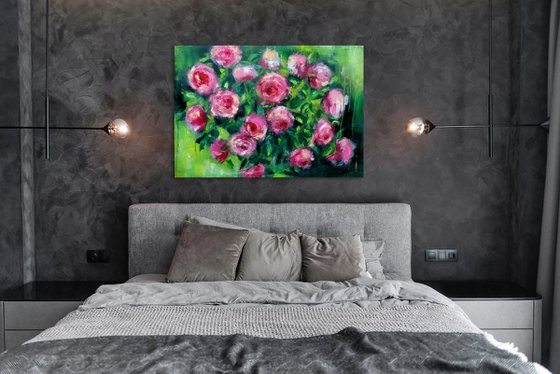 Roses painting on canvas Abstract floral