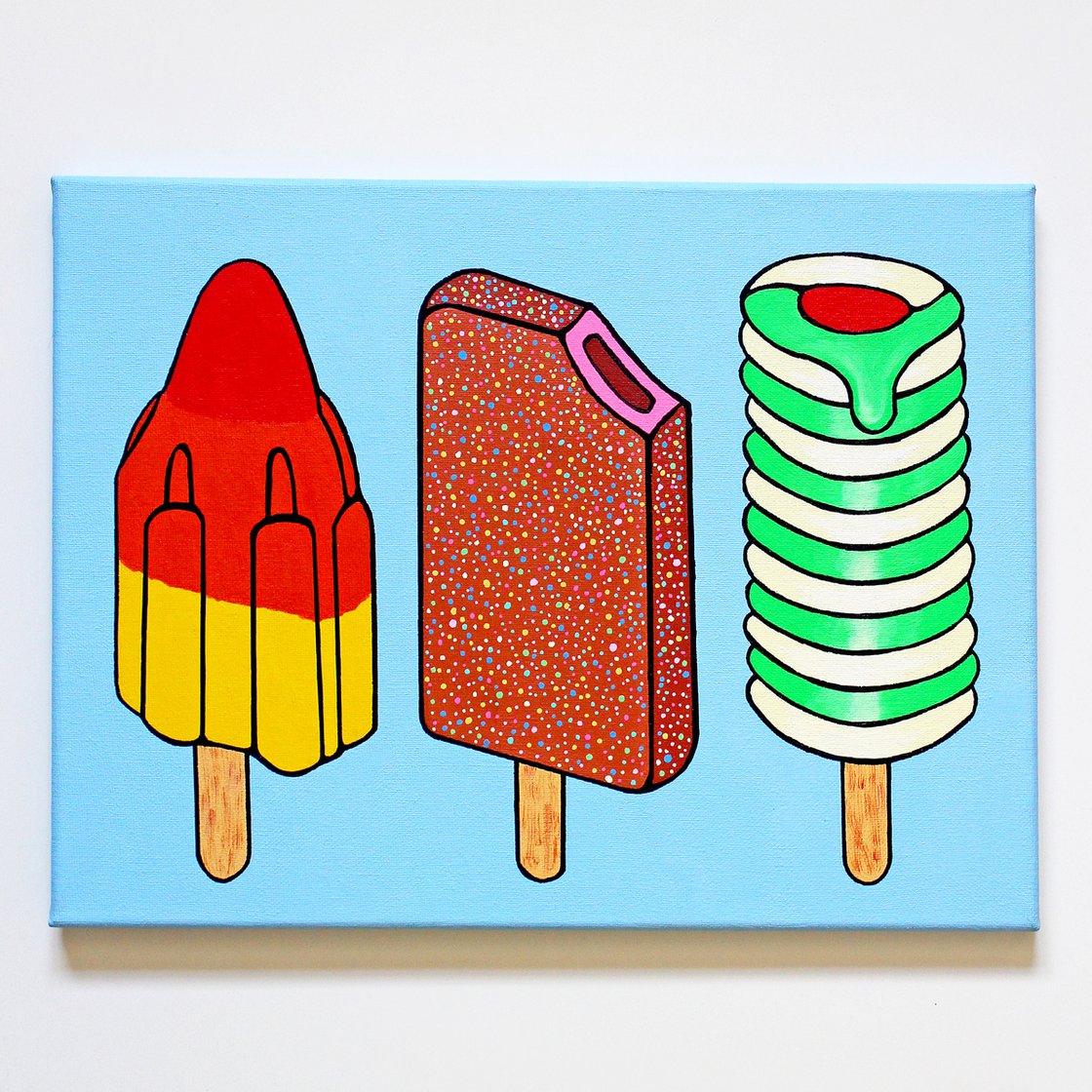 Ice Lollies and Popsicles LineUp Two Pop Art Painting On Canvas
