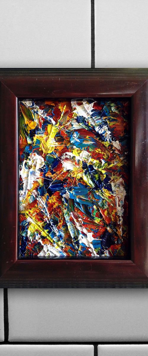 "Murder Palette" - Original PMS Micro Painting On Glass, Framed - 7.5 x 9.5 inches by Preston M. Smith (PMS)