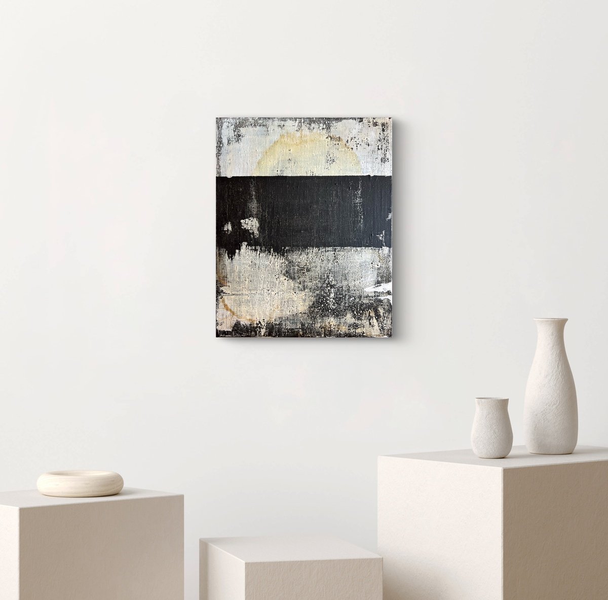 Abstract Painting By Sergio Aranda, 13 X 16", Black Border, Original Artwork