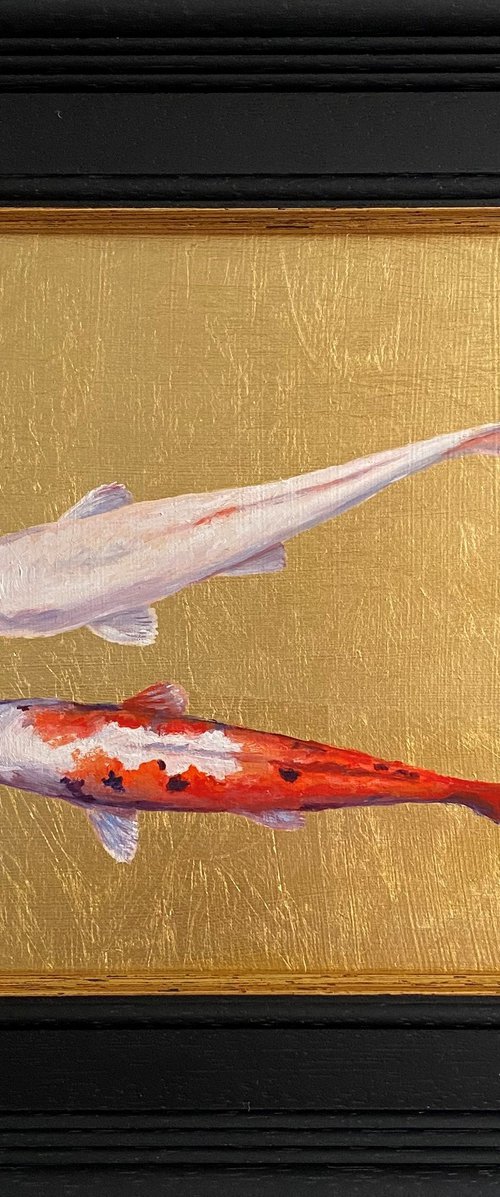 Koi Carp Fish with Gold Leaf. by Jackie Smith