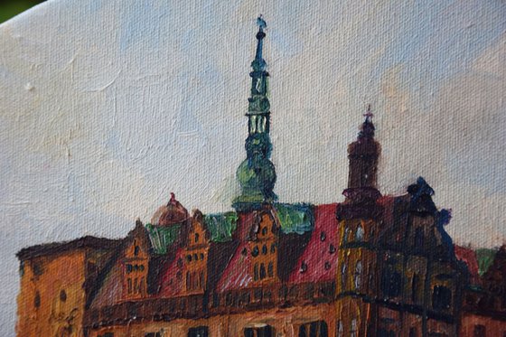 Oil painting on canvas Castle Kronborg in Denmark, Europe