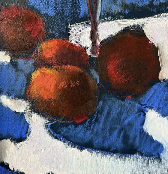 Colourful still life with oranges