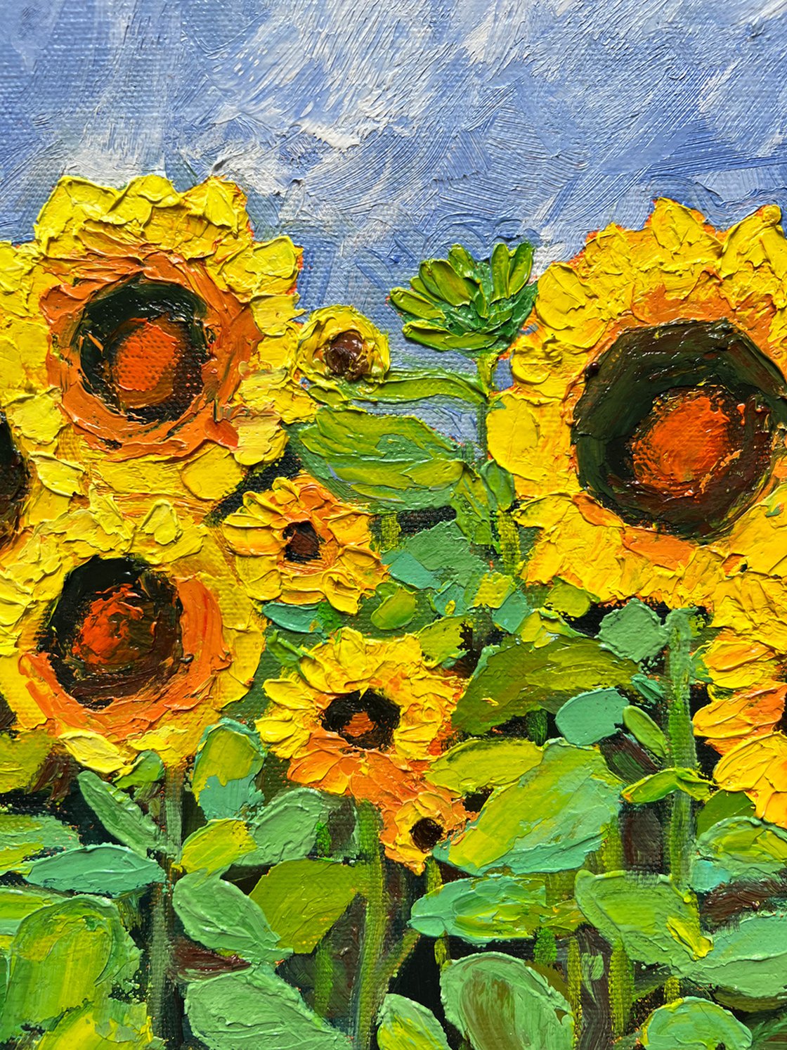 Original Oil Painting - Sunshine Sunflowers by Amita Dand
