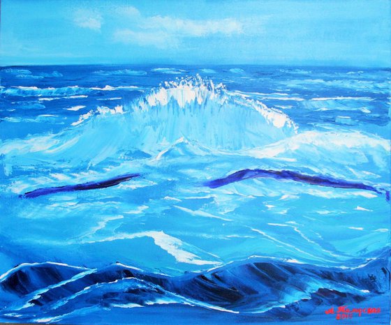 Sea landscape. Original Oil Painting on Canvas. 20" x 24". 50,8 x 60,96 cm.